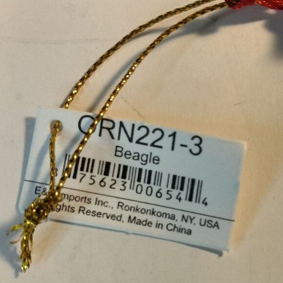 E S Imports Beagle Dog Christmas Stocking Ornament Beaded Embroidered Snowflake - Picture 8 of 8